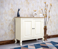 Mumbai Solid Wood Two Door Sideboard Cabinet - Sideboard - Furniselan - Frosty-White