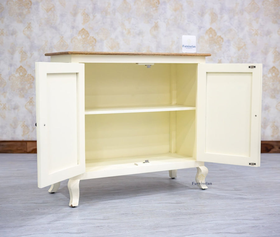 Mumbai Solid Wood Two Door Sideboard Cabinet - Sideboard - Furniselan - Frosty-White