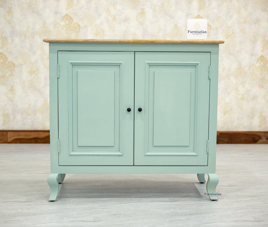 Mumbai Solid Wood Two Door Sideboard Cabinet - Sideboard - Furniselan - Silt-Green