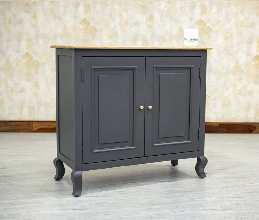 Mumbai Solid Wood Two Door Sideboard Cabinet - Sideboard - Furniselan - Slate-Grey
