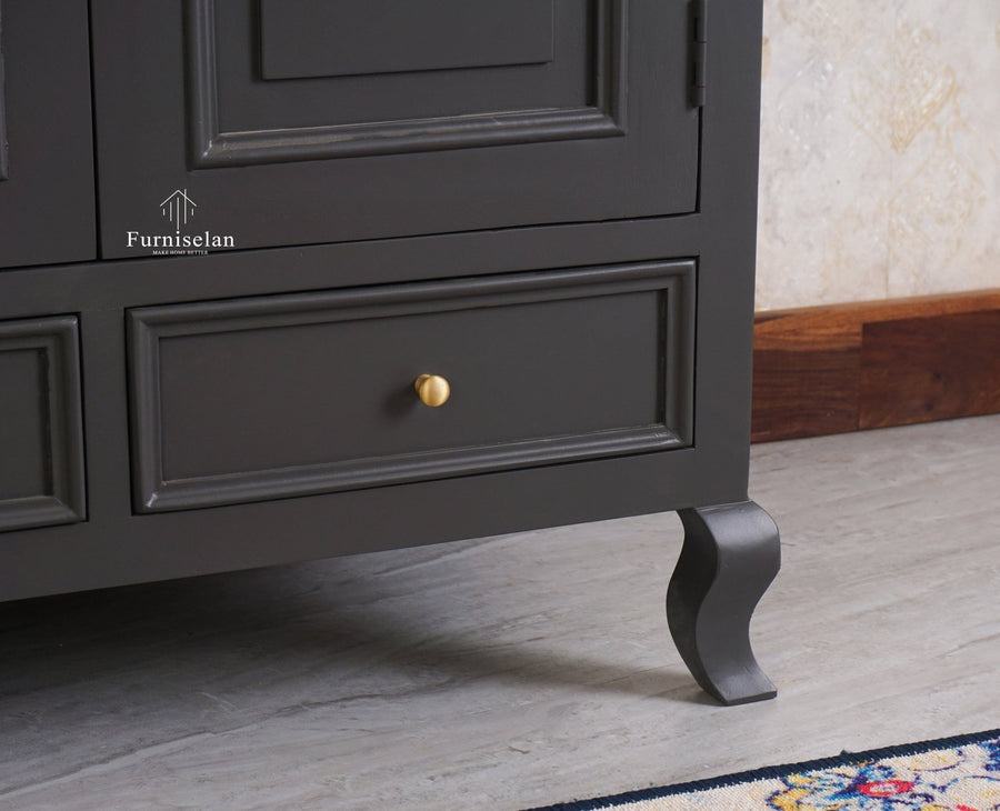 Mumbai Solid Wood Two Door Wardrobe - Wardrobes & Cabinets - Furniselan Slate-Grey