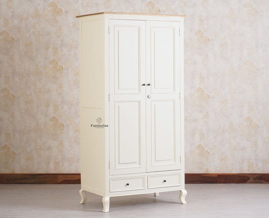 Mumbai Solid Wood Two Door Wardrobe - Wardrobes & Cabinets - Furniselan