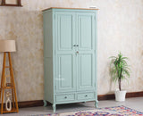 Mumbai Solid Wood Two Door Wardrobe - Wardrobes & Cabinets - Furniselan - Silt Green
