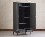 Mumbai Solid Wood Two Door Wardrobe - Wardrobes & Cabinets - Furniselan Slate-Grey