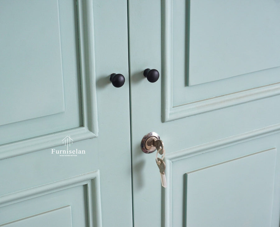 Mumbai Solid Wood Two Door Wardrobe - Wardrobes & Cabinets - Furniselan - Silt Green