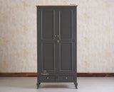 Mumbai Solid Wood Two Door Wardrobe - Wardrobes & Cabinets - Furniselan Slate-Grey