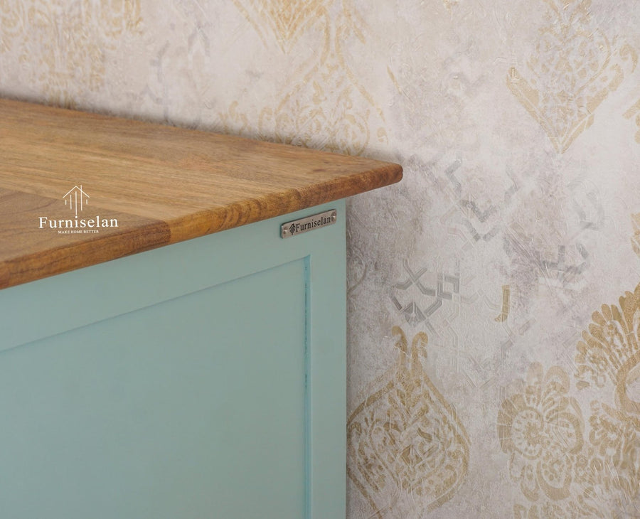 Mumbai Solid Wood Two Door Wardrobe - Wardrobes & Cabinets - Furniselan - Silt Green