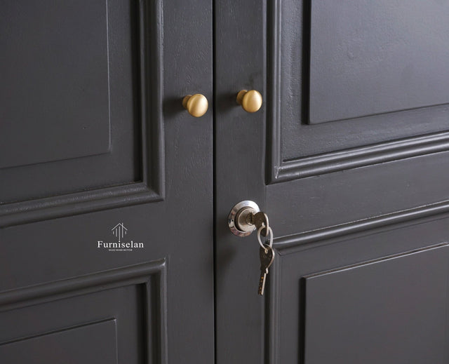 Mumbai Solid Wood Two Door Wardrobe - Wardrobes & Cabinets - Furniselan Slate-Grey
