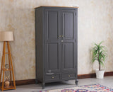 Mumbai Solid Wood Two Door Wardrobe - Wardrobes & Cabinets - Furniselan Slate-Grey