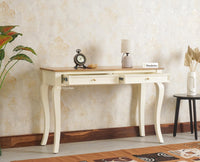 Mumbai Solid Wood Two Drawer Console Table Furniselan Frosty White