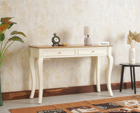 Mumbai Solid Wood Two Drawer Console Table Furniselan Frosty White