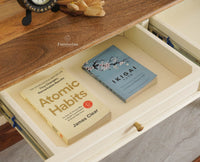 Mumbai Solid Wood Two Drawer Console Table Furniselan Frosty White