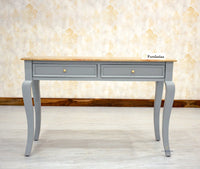 Mumbai Solid Wood Two Drawer Study Laptop Table Furniselan - Slate-Grey