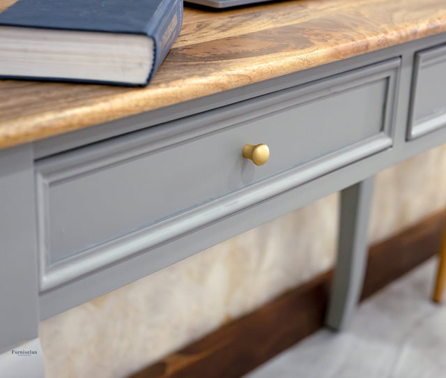 Mumbai Solid Wood Two Drawer Study Laptop Table Furniselan - Cool-Grey