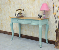 Mumbai Solid Wood Two Drawer Study Laptop Table - Console Table - Furniselan - Silt-Green