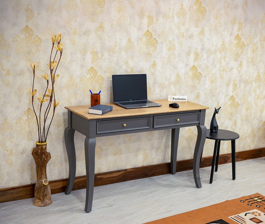 Mumbai Solid Wood Two Drawer Study Laptop Table Furniselan - Slate  Grey