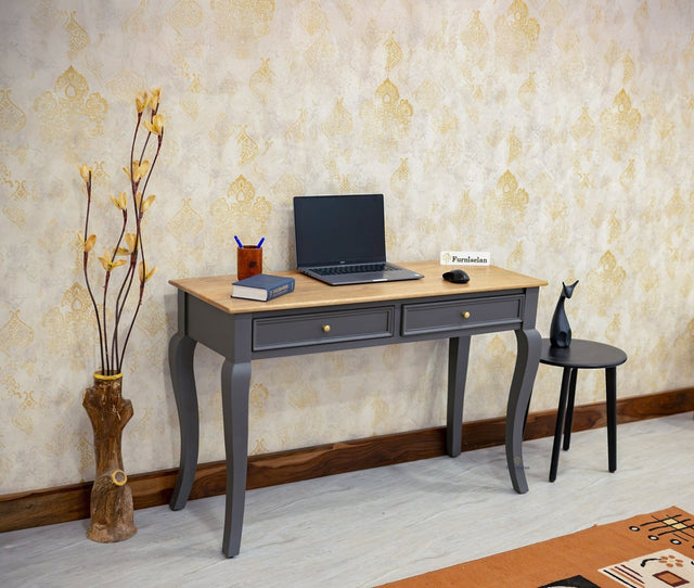 Mumbai Solid Wood Two Drawer Study Laptop Table Furniselan - Slate  Grey