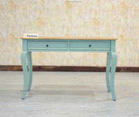 Mumbai Solid Wood Two Drawer Study Laptop Table - Console Table - Furniselan - Silt-Green
