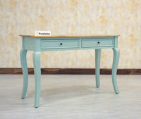 Mumbai Solid Wood Two Drawer Study Laptop Table - Console Table - Furniselan - Silt-Green