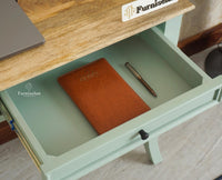 Mumbai Solid Wood Two Drawer Study Laptop Table Furniselan Silt Green