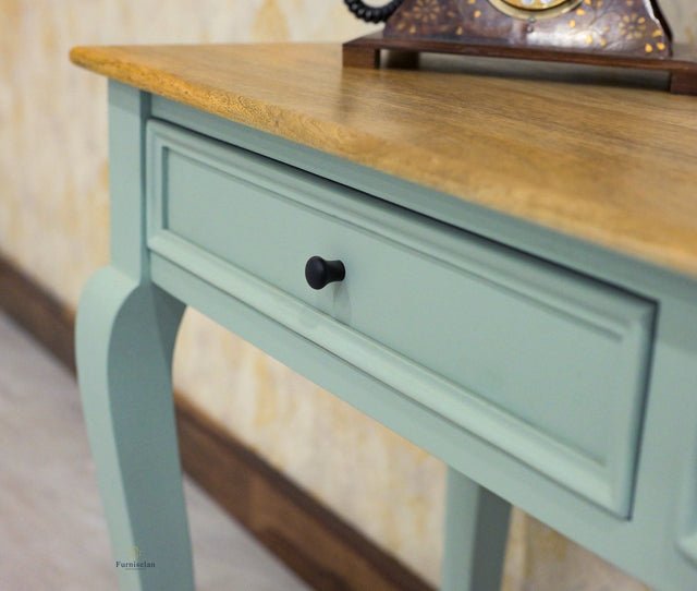 Mumbai Solid Wood Two Drawer Study Laptop Table - Console Table - Furniselan Silt Green