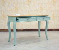Mumbai Solid Wood Two Drawer Study Laptop Table - Console Table - Furniselan - Silt-Green