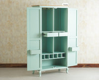 Mumbai Wooden Large Bar Cabinet with Glass Holder Storage Furniselan Silt Green