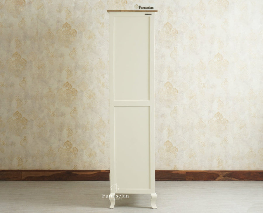 Mumbai Wooden Large Bar Cabinet with Glass Holder Storage Furniselan Frosty White