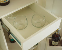 Mumbai Wooden Large Bar Cabinet with Glass Holder Storage Furniselan Frosty White