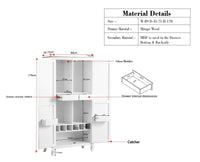 Mumbai Wooden Large Bar Cabinet with Glass Holder Storage Furniselan Cool Grey