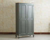 Mumbai Wooden Large Bar Cabinet with Glass Holder Storage Furniselan Slate Grey