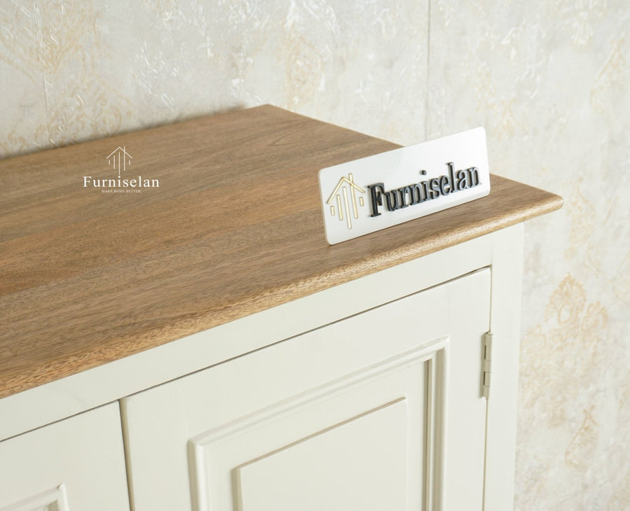 Mumbai Wooden Large Bar Cabinet with Glass Holder Storage Furniselan Frosty White