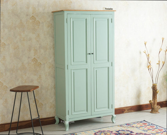 Mumbai Wooden Large Bar Cabinet with Glass Holder Storage Furniselan Silt Green