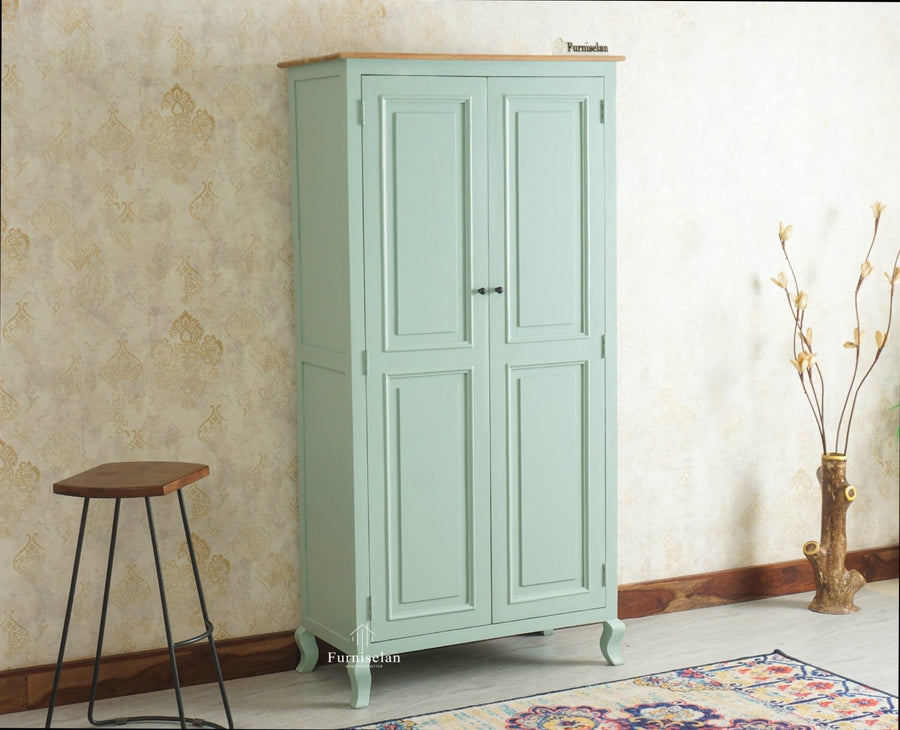 Mumbai Wooden Large Bar Cabinet with Glass Holder Storage Furniselan Silt Green