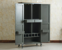 Mumbai Wooden Large Bar Cabinet with Glass Holder Storage Furniselan Slate Grey