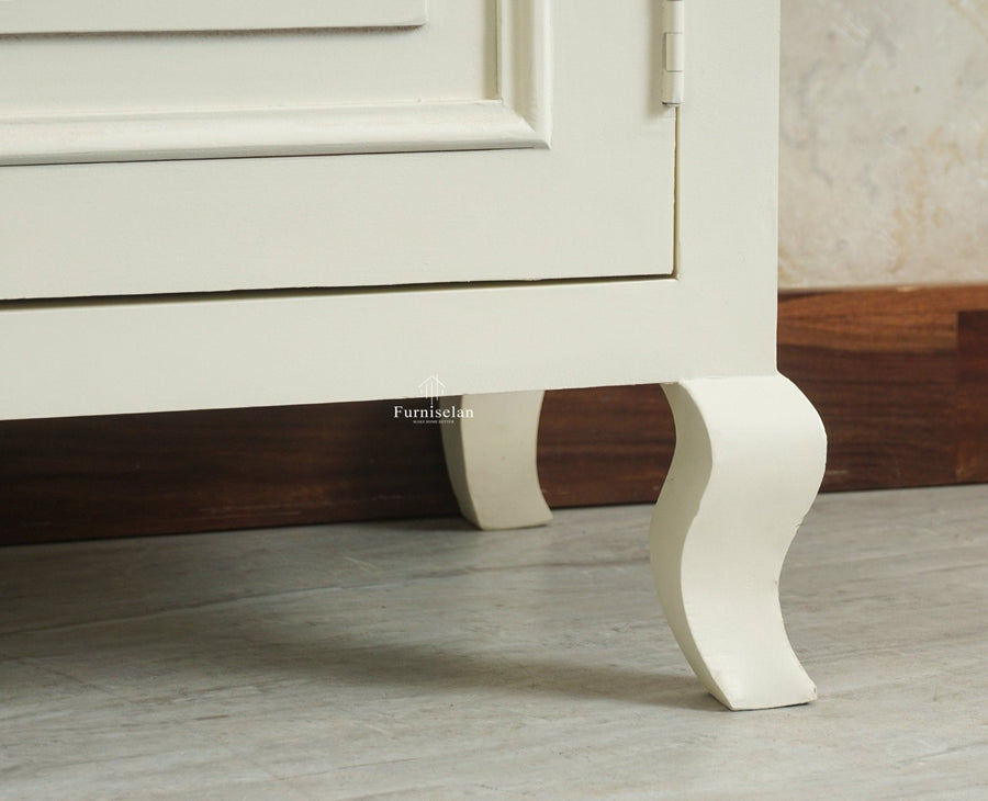 Mumbai Wooden Large Bar Cabinet with Glass Holder Storage Furniselan Frosty White