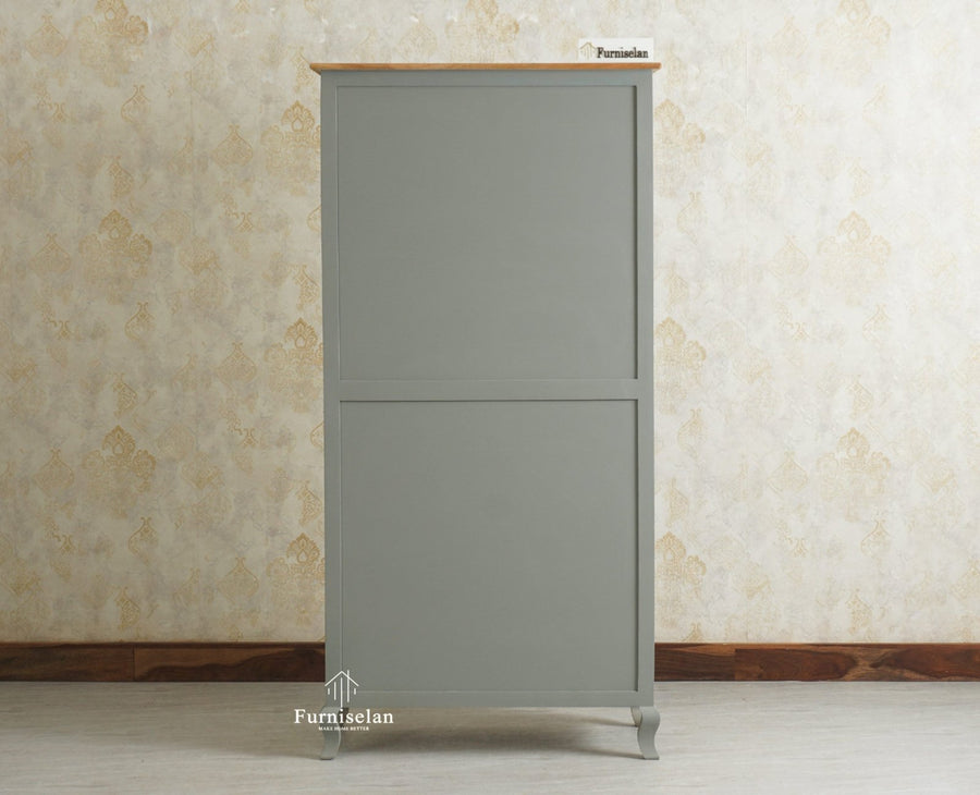 Mumbai Wooden Large Bar Cabinet with Glass Holder Storage Furniselan Cool Grey