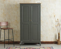 Mumbai Wooden Large Bar Cabinet with Glass Holder Storage Furniselan Slate Grey