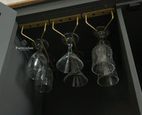 Mumbai Wooden Large Bar Cabinet with Glass Holder Storage Furniselan Slate Grey