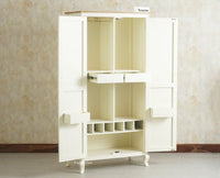 Mumbai Wooden Large Bar Cabinet with Glass Holder Storage Furniselan Frosty White