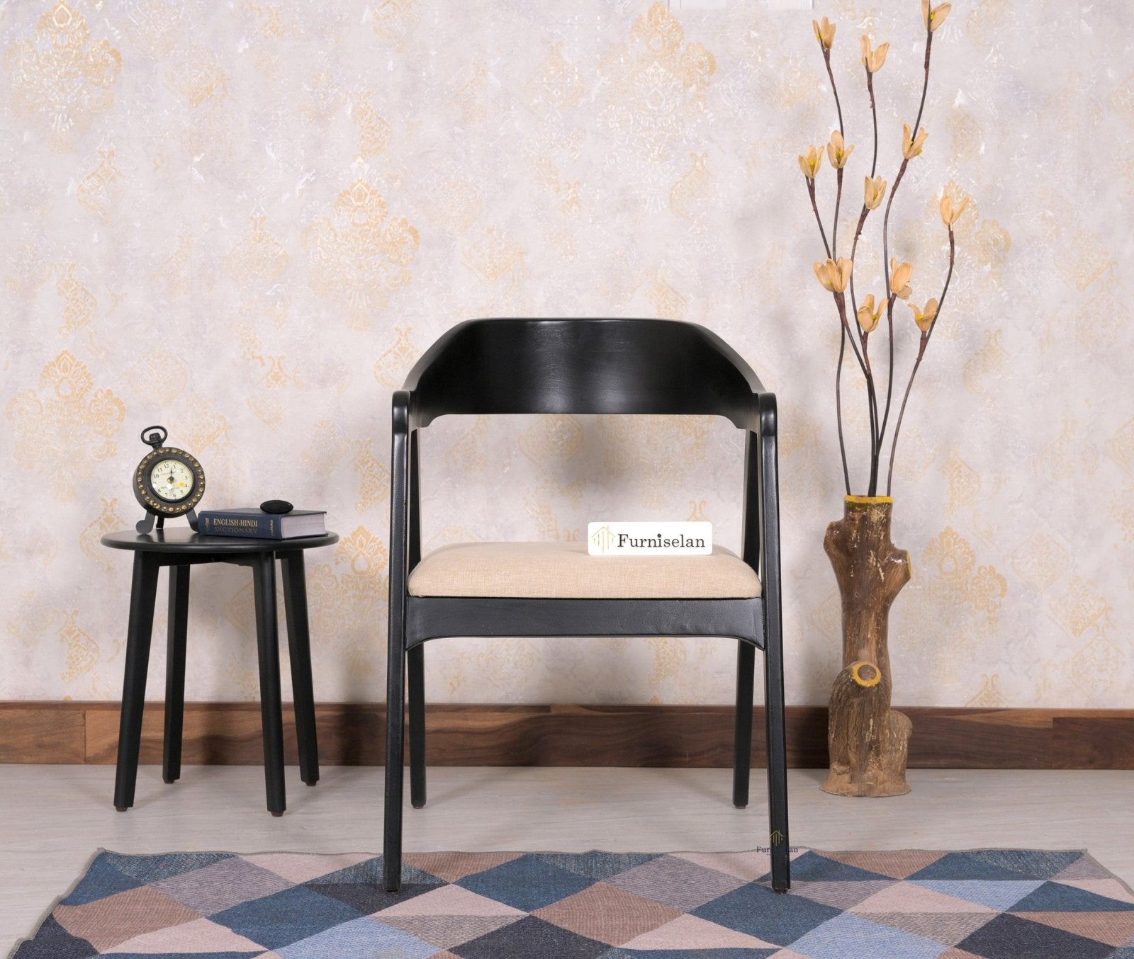 Muse Sheesham Wood Arm Chair - Dining Chair - Furniselan - Black-Finish