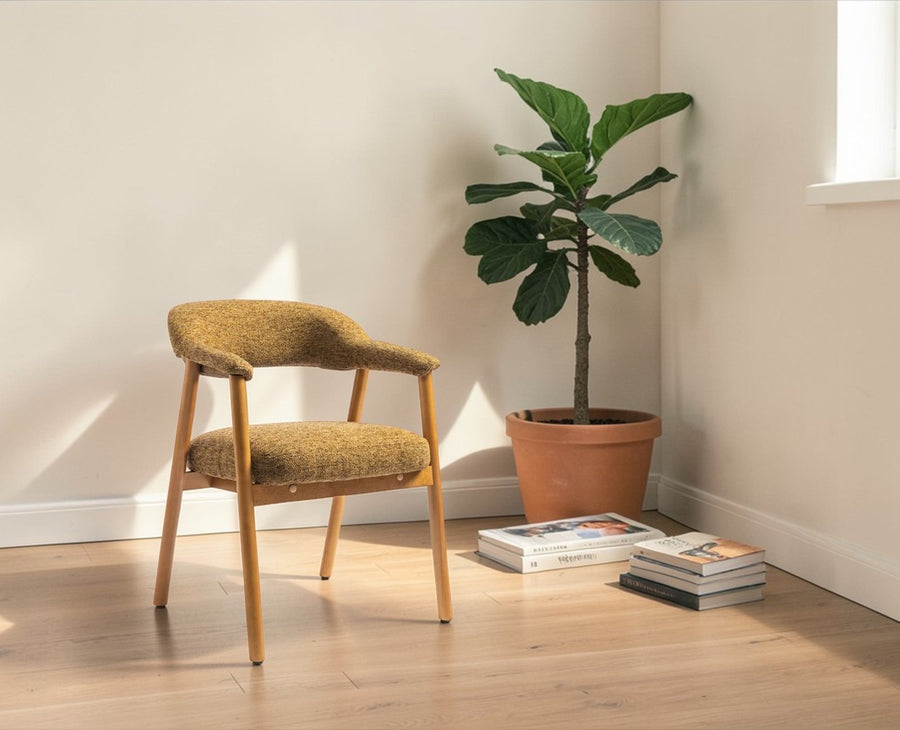Mustard Beech Wood Dining Chair  – Solid Wood Modern Dining Chair for Home & Restaurant Golden Brown