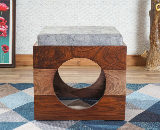Nagpur  Stool Ottoman Poufee Furniselan - Grey-Finish