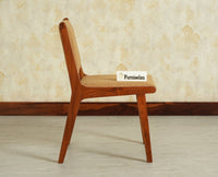 Nairobi Solid Acacia Wood Six Seater Dining Set-Premium Boucle Fabric - Teak Finish