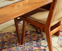 Nairobi Solid Acacia Wood Six Seater Dining Set-Premium Boucle Fabric - Teak Finish