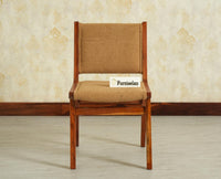 Nairobi Solid Acacia Wood Six Seater Dining Set-Premium Boucle Fabric - Teak Finish