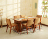 Nairobi Solid Acacia Wood Six Seater Dining Set-Premium Boucle Fabric - Teak FinishFurniselan
