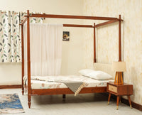 Nashville Solid Wood King Size Four Poster Bed Brown Finish