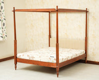 Nashville Solid Wood King Size Four Poster Bed Brown Finish