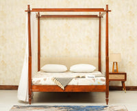 Nashville Solid Wood King Size Four Poster Bed Brown Finish